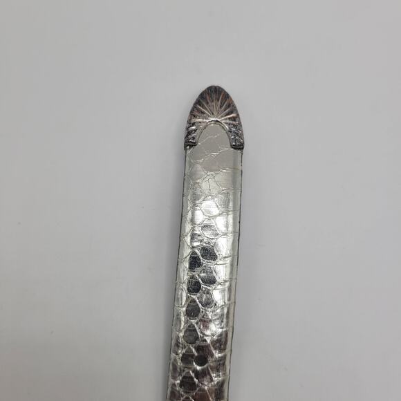 Vintage Liz Claiborne Belt Womens Medium Silver Snakeskin Western Buckle Cowgirl main image 4